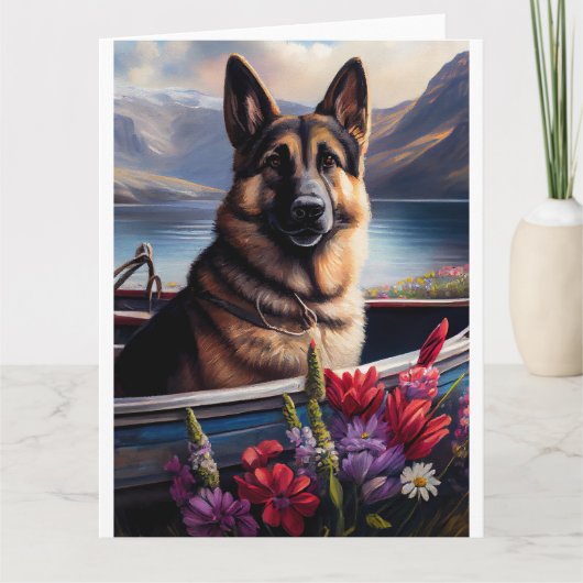 German Shepherd on a Paddle: Ein Landschaftliches  Karte (Vorderseite)