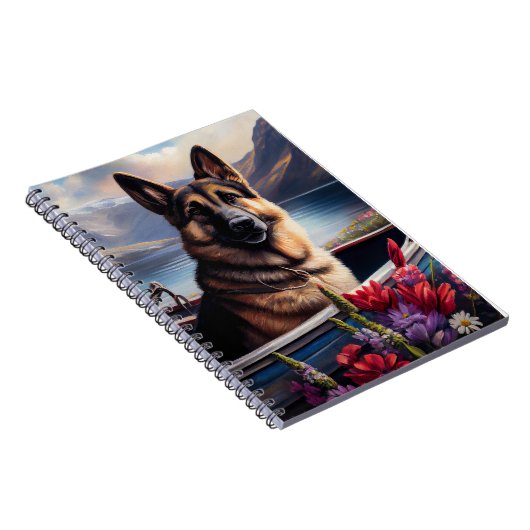 German Shepherd on a Paddle: Ein Landschaftliches  Notizblock (Rechte Seite)