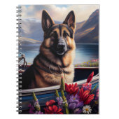 German Shepherd on a Paddle: Ein Landschaftliches  Notizblock (Vorderseite)