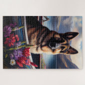 German Shepherd on a Paddle: Ein Landschaftliches Puzzle (Horizontal)