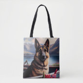 German Shepherd on a Paddle: Ein Landschaftliches Tasche (Vorderseite)