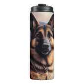 German Shepherd on a Paddle: Ein Landschaftliches  Thermosbecher (Vorderseite)