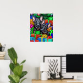 German Shepherd Open Gifts Blk Christmas Poster (Heimbüro)