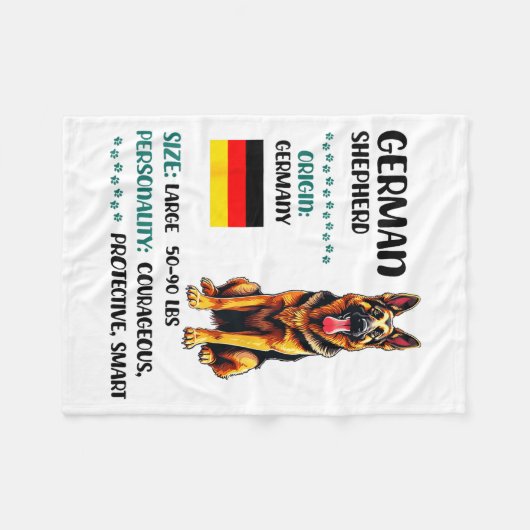 German Shepherd Origin Funny German Shepherd Lover Fleecedecke (Vorderseite (Horizontal))