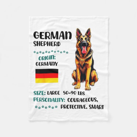 German Shepherd Origin Funny German Shepherd Lover Fleecedecke (Vorderseite)
