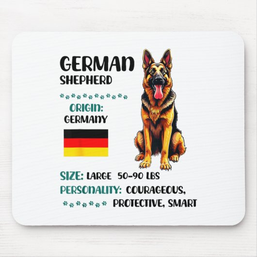 German Shepherd Origin Funny German Shepherd Lover Mousepad (Vorne)