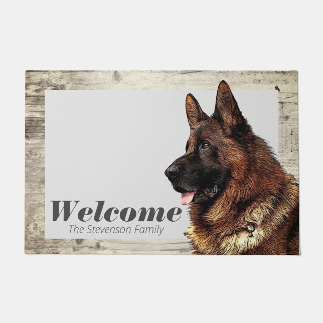 German Shepherd Painting Animal Dog Welcome Family Fußmatte (Vorderseite)
