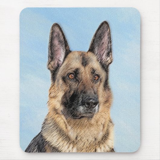 German Shepherd Painting - Cute Original Dog Art Mousepad (Vorne)