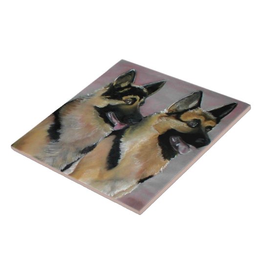 German Shepherd Pair Tile Fliese (Seite)
