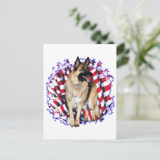 German Shepherd Patriot Postkarte (Stehend Vorderseite)