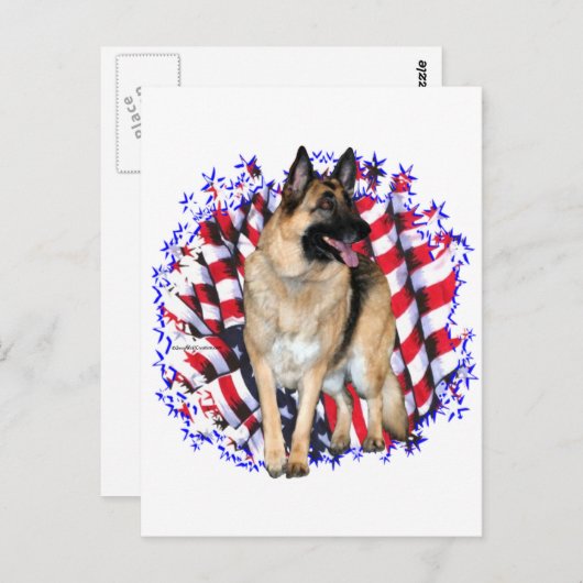 German Shepherd Patriot Postkarte (Vorne/Hinten)
