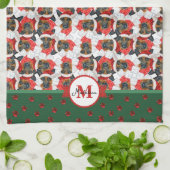 German Shepherd Pattern Monogram Christmas Dog Geschirrtuch (Gefaltet)