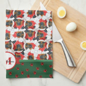 German Shepherd Pattern Monogram Christmas Dog Geschirrtuch (Viertel Falte)