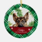 German Shepherd Personalisiert First Christmas Keramik Ornament (Vorne)