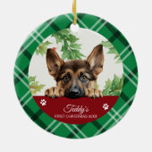 German Shepherd Personalisiert First Christmas Keramik Ornament (Hinten)
