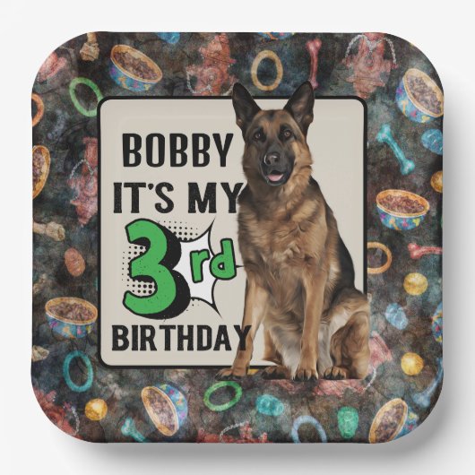 German Shepherd Personalisiertes Party Pappteller (Vorderseite)