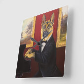 German Shepherd | Piano Waltz Quadratische Wanduhr (Winkel)