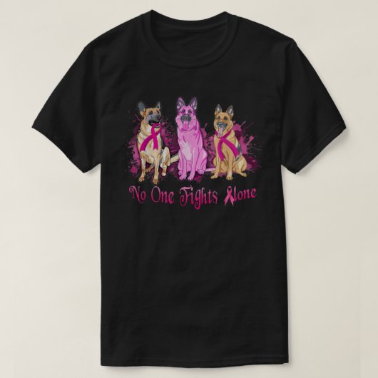 German Shepherd Pink Ribbon Breast Cancene Awarene T-Shirt (Design vorne)