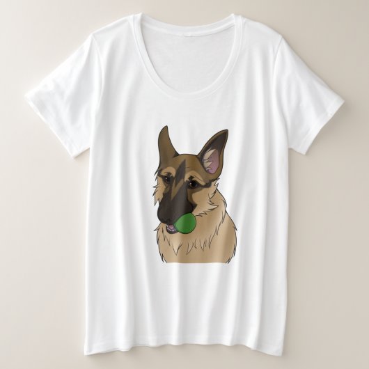 German Shepherd Play Time with Ball Große Größe T-Shirt (Design vorne)