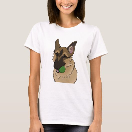 German Shepherd Play Time with Ball T-Shirt (Vorderseite)