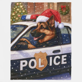 German Shepherd Police Holiday Card Fleecedecke