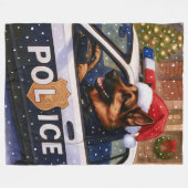 German Shepherd Police Holiday Card Fleecedecke (Vorderseite (Horizontal))