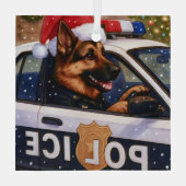 German Shepherd Police Holiday Ornament Aus Glas (Rückseite)