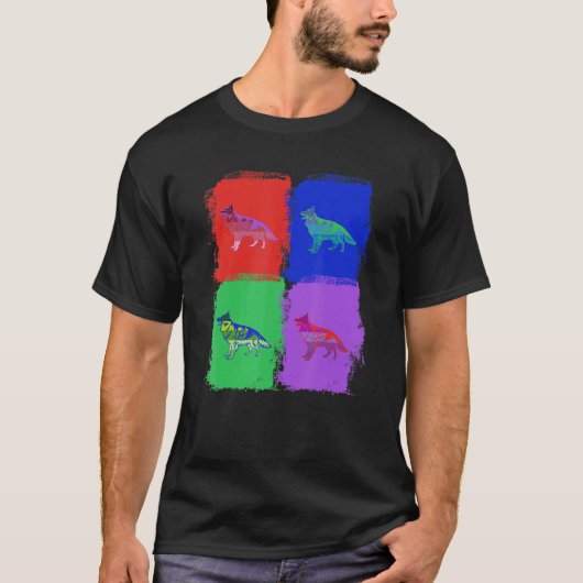 German Shepherd Pop Art T-Shirt (Vorderseite)