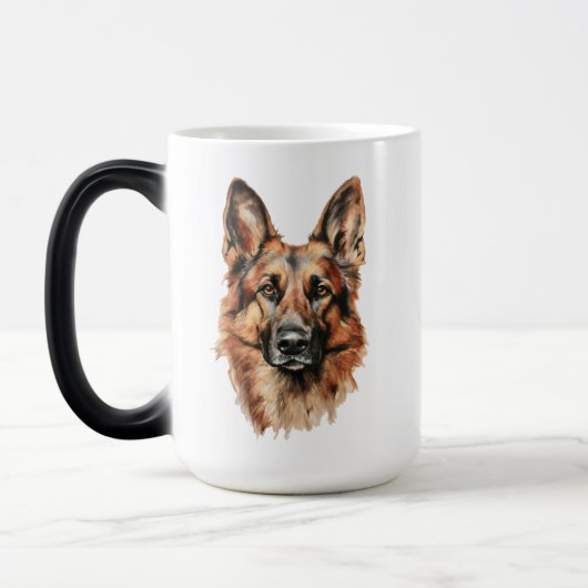 German Shepherd Portrait Black Accent Mug Verwandlungstasse (Links)