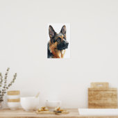 German shepherd portrait watercolor poster (Küche)