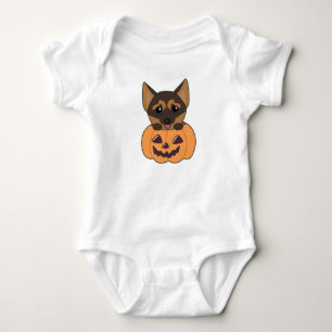 German Shepherd Pumpkin Hunde Happy Halloween Baby Strampler