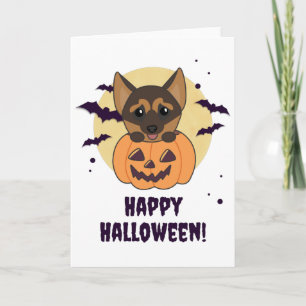 German Shepherd Pumpkin Hunde Happy Halloween Karte