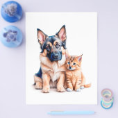 German Shepherd Puppy And Maincoon Kitten Flyer (Einzeln)