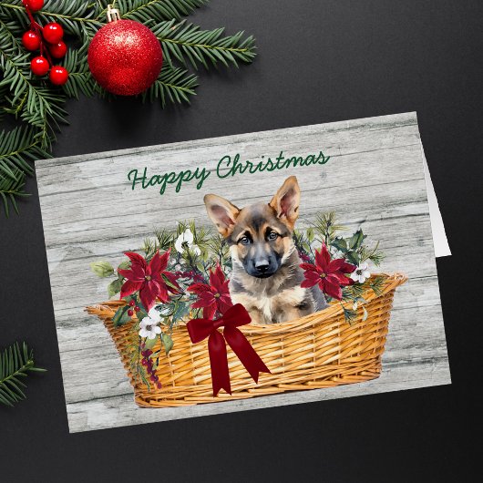 German Shepherd Puppy Basket Holiday