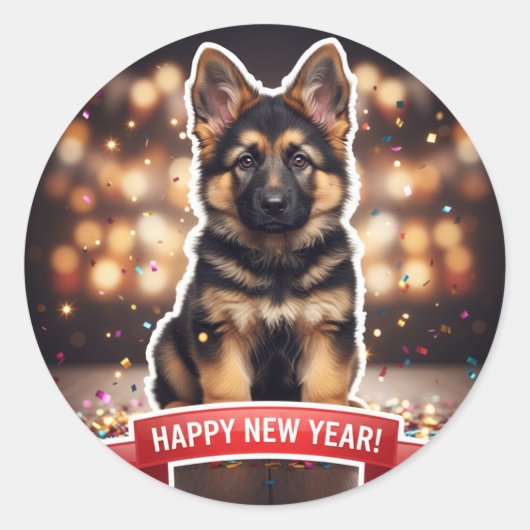 German Shepherd Puppy Confetti Celebration Sticker (Vorderseite)