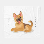 German Shepherd Puppy Cute Illustration Fleecedecke (Vorderseite (Horizontal))