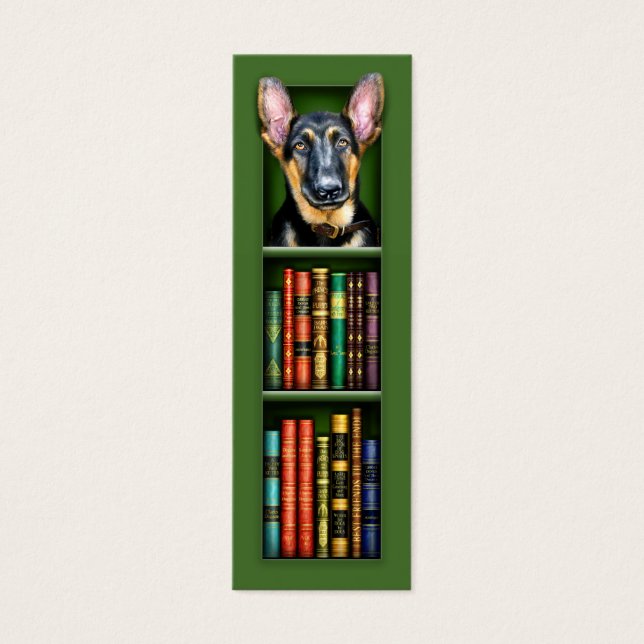 German Shepherd Puppy Green Lesezeichen (Vorderseite)
