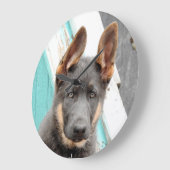 German Shepherd Puppy Große Wanduhr (Winkel)