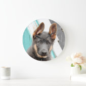 German Shepherd Puppy Große Wanduhr (Zuhause)