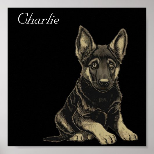 German Shepherd Puppy Individuelle Name Niedliche  Poster (Vorne)