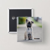 German Shepherd Puppy on Footpath Button (Vorne & Hinten)