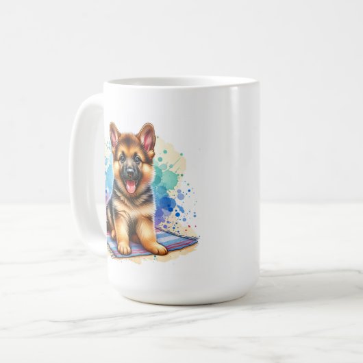 German Shepherd Puppy Personalisiert Kaffeetasse (Vorderseite Links)