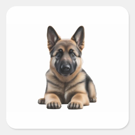 German Shepherd Puppy Quadratischer Aufkleber (Vorderseite)
