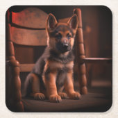 German Shepherd Puppy Rechteckiger Pappuntersetzer (Vorderseite)