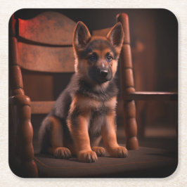 German Shepherd Puppy Rechteckiger Pappuntersetzer