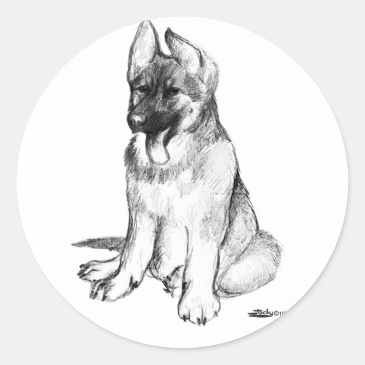 German Shepherd Puppy Runder Aufkleber (Vorderseite)