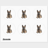 German Shepherd Puppy Runder Aufkleber (Blatt)