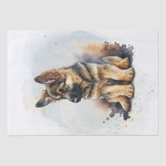German Shepherd Puppy Watercolor Seidenpapier (Vorderseite)