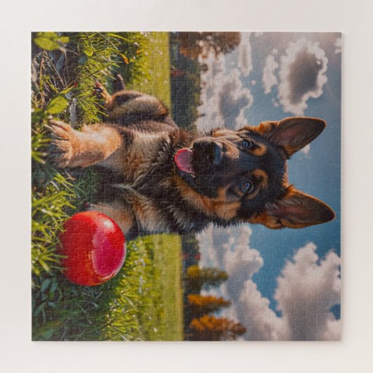 German Shepherd Puppy with Toy Puzzle (Horizontal)