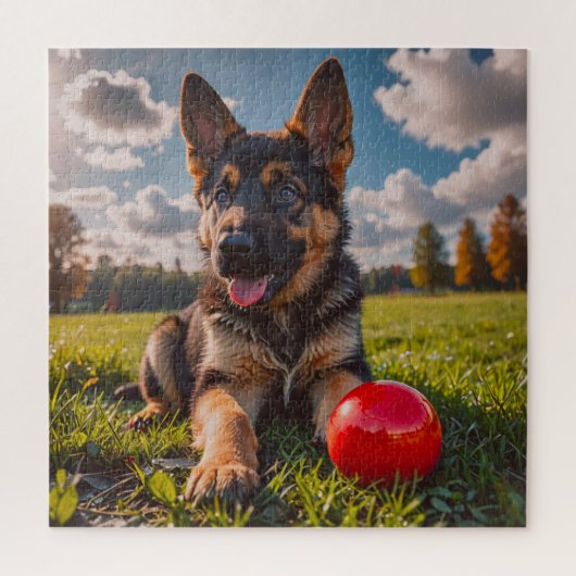 German Shepherd Puppy with Toy Puzzle (Vertikal)